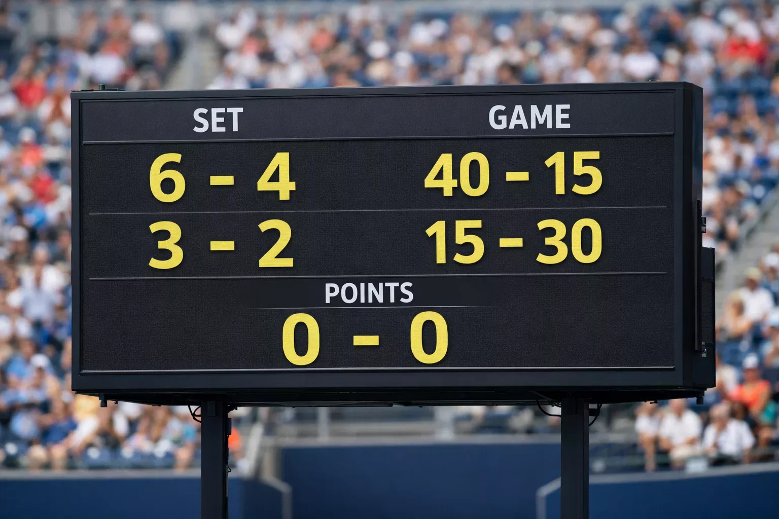 Marcador de tenis mostrando resultado de un set